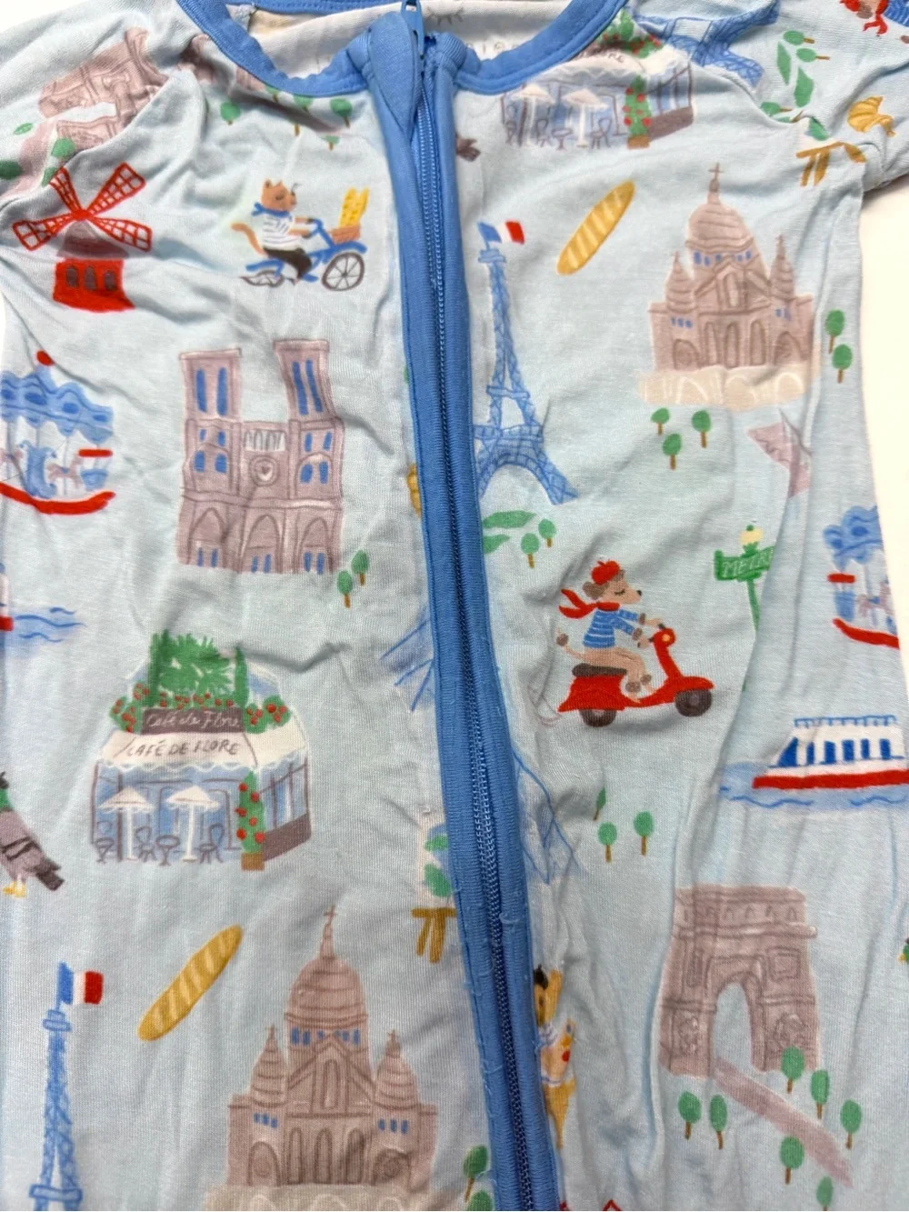 Little Sleepies Blue Weekend in Paris France French One-Piece Pajamas Bamboo